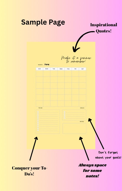 2026 Monthly Planner - Notes, To-Do Lists & Monthly Inspirational Quotes